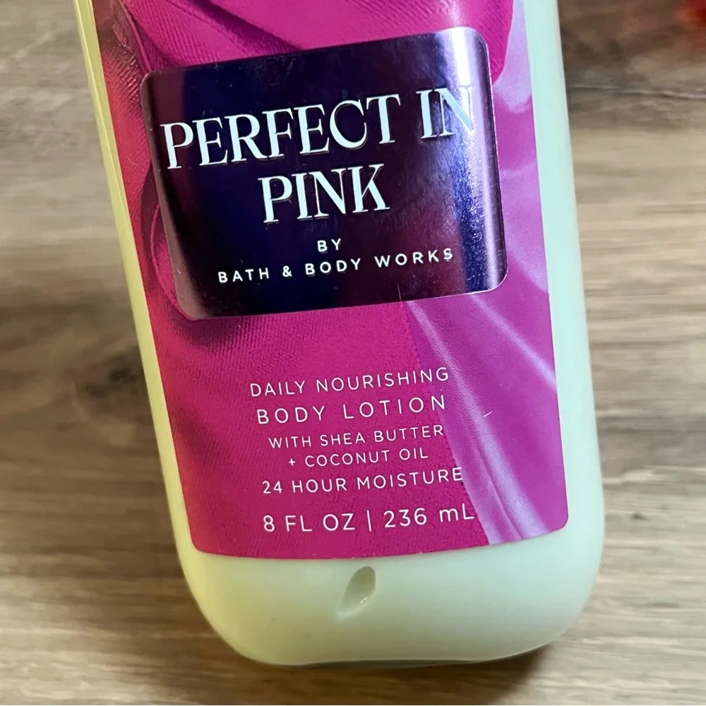 NEW Bath & Body Works PERFECT IN PINK 3 Piece Set Lot Lotion Body Wash Fine Mist